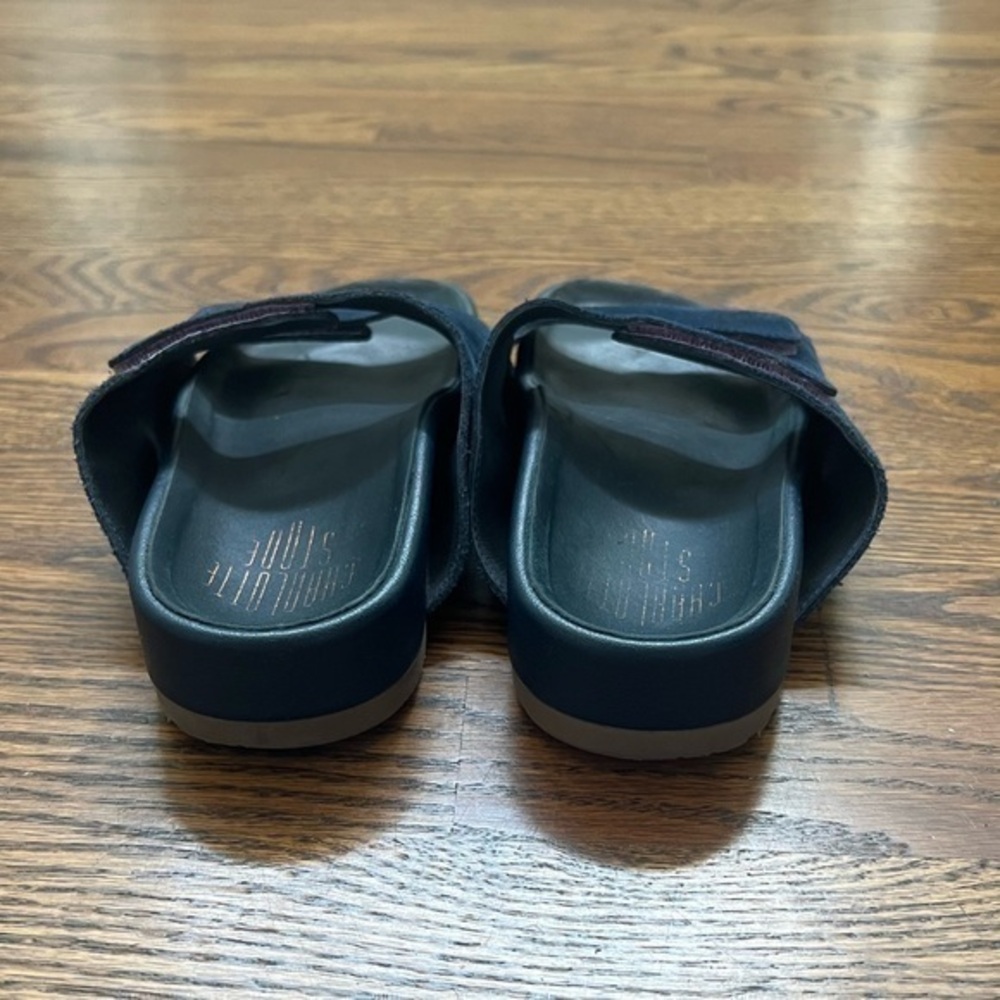Charlotte Stone Lewie Navy Blue Suede Velcro Slip On Slides Sandals Size 5 - Picture 6 of 11